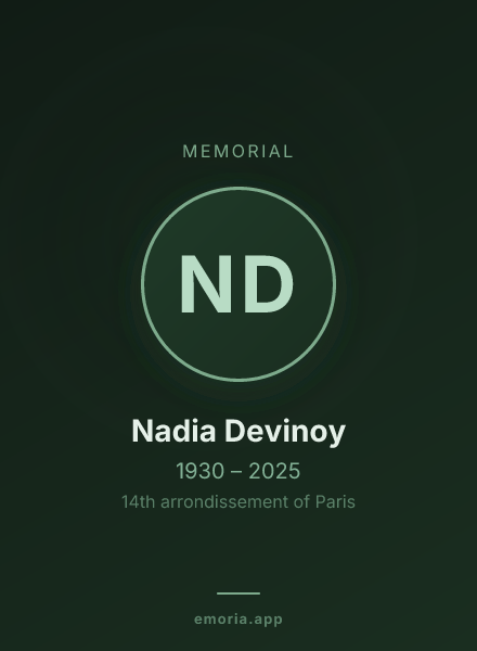 Memorial portrait of Nadia Devinoy