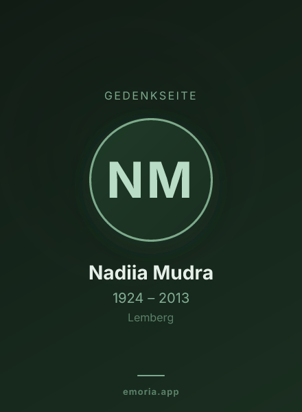 Gedenkportrait von Nadiia Mudra