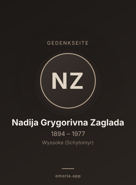 Gedenkportrait von Nadija Grygorivna Zaglada