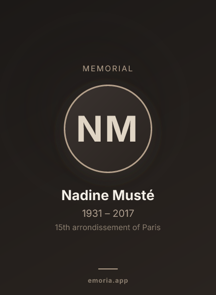 Memorial portrait of Nadine Musté