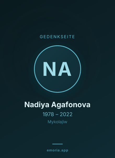 Gedenkportrait von Nadiya Agafonova