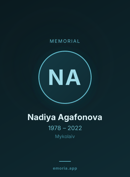 Memorial portrait of Nadiya Agafonova