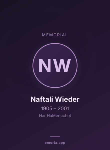 Memorial portrait of Naftali Wieder