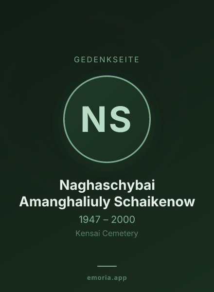Gedenkportrait von Naghaschybai Amanghaliuly Schaikenow