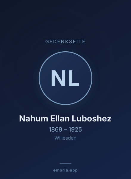 Gedenkportrait von Nahum Ellan Luboshez