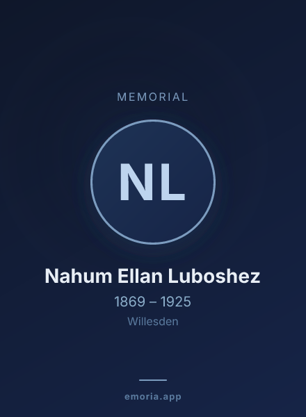 Memorial portrait of Nahum Ellan Luboshez