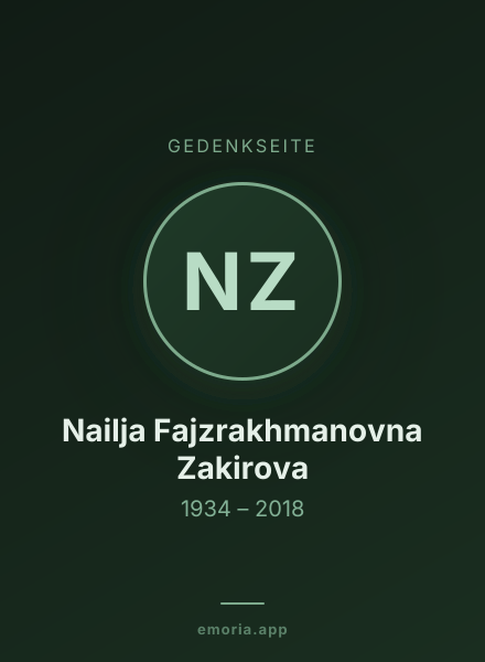 Gedenkportrait von Nailja Fajzrakhmanovna Zakirova