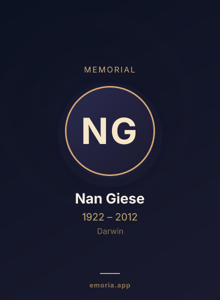 Memorial portrait of Nan Giese