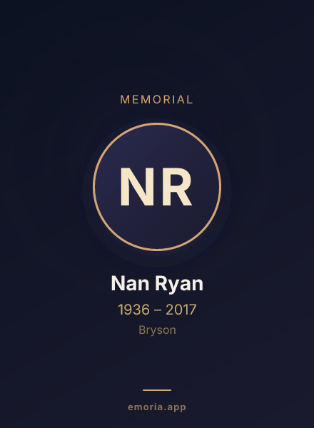 Memorial portrait of Nan Ryan