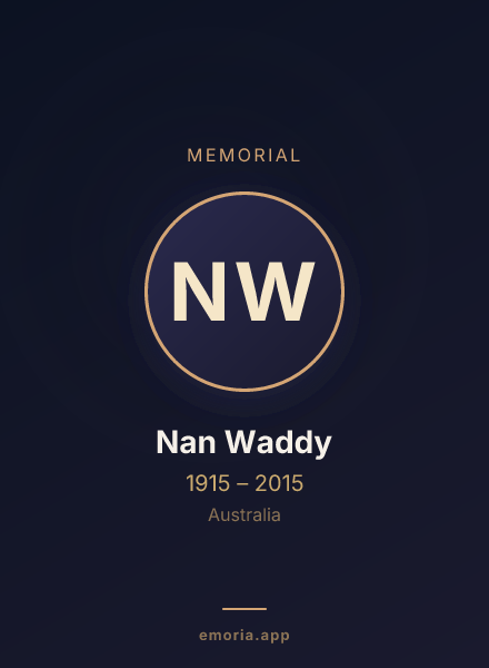 Memorial portrait of Nan Waddy