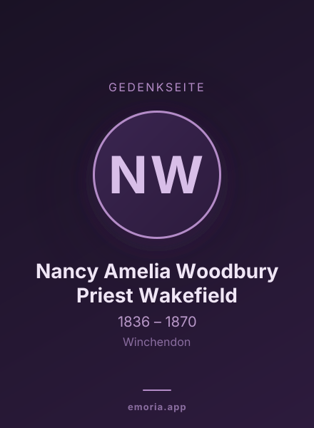 Gedenkportrait von Nancy Amelia Woodbury Priest Wakefield