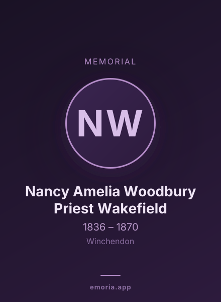 Memorial portrait of Nancy Amelia Woodbury Priest Wakefield