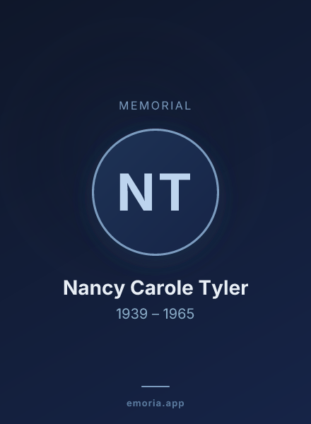 Memorial portrait of Nancy Carole Tyler