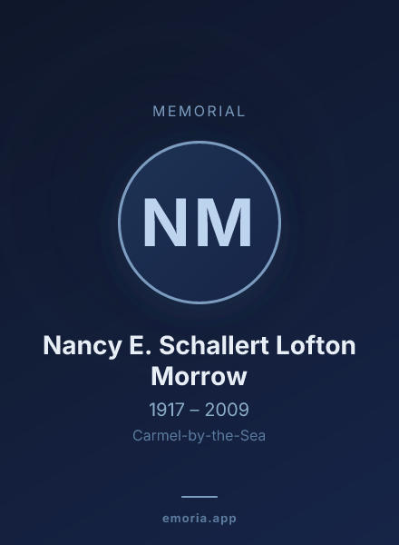 Memorial portrait of Nancy E. Schallert Lofton Morrow