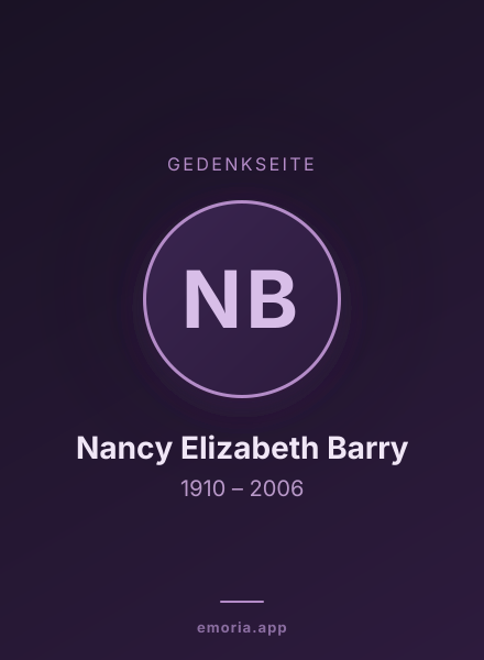 Gedenkportrait von Nancy Elizabeth Barry