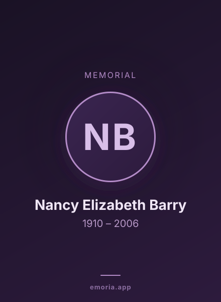 Memorial portrait of Nancy Elizabeth Barry