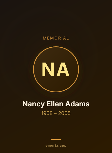 Memorial portrait of Nancy Ellen Adams