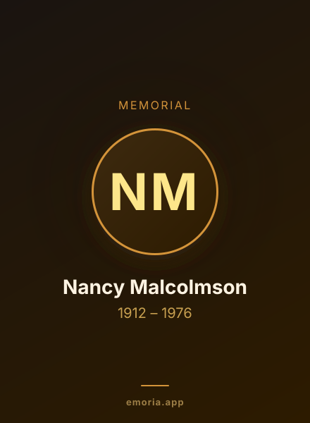 Memorial portrait of Nancy Malcolmson