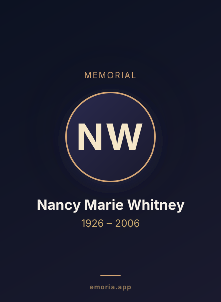 Memorial portrait of Nancy Marie Whitney