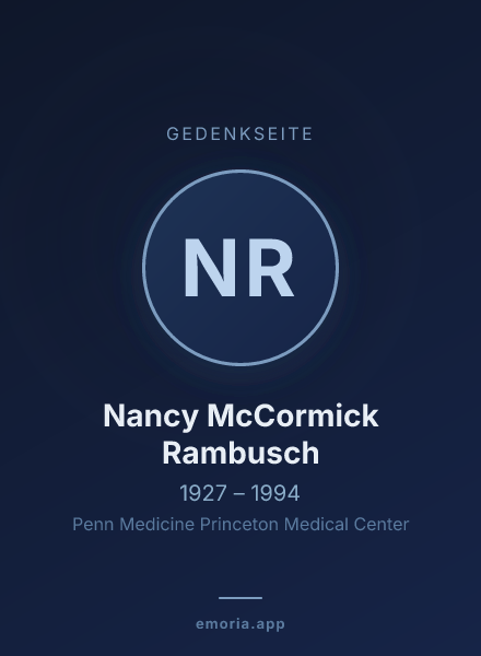 Gedenkportrait von Nancy McCormick Rambusch
