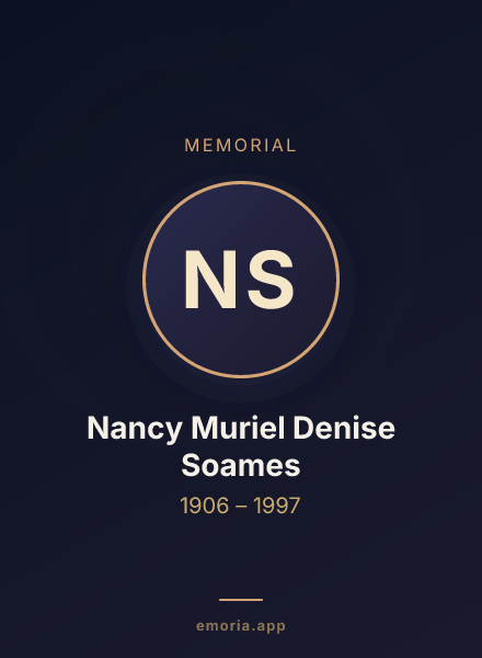 Memorial portrait of Nancy Muriel Denise Soames