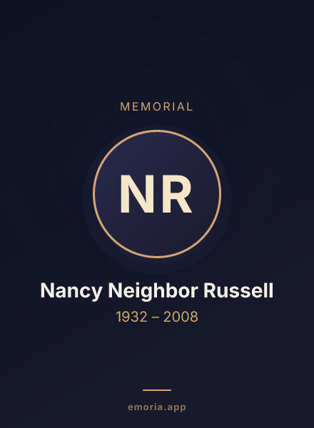 Memorial portrait of Nancy Neighbor Russell