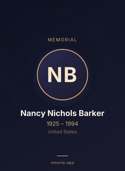 Memorial portrait of Nancy Nichols Barker