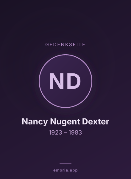 Gedenkportrait von Nancy Nugent Dexter