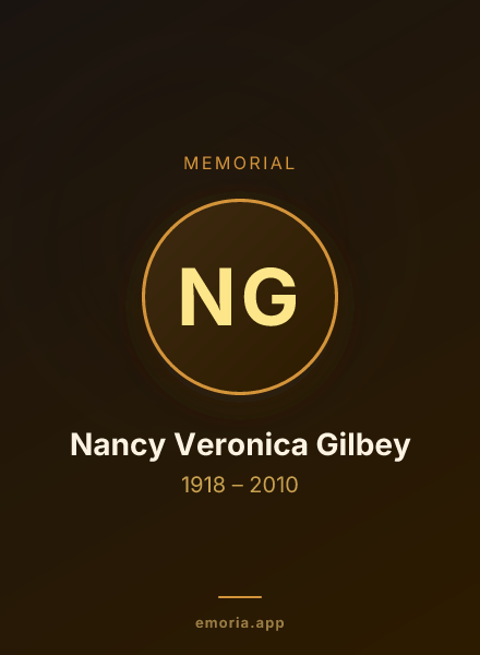 Memorial portrait of Nancy Veronica Gilbey