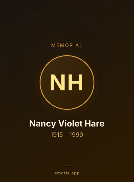 Memorial portrait of Nancy Violet Hare