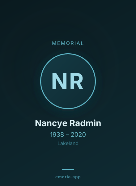 Memorial portrait of Nancye Radmin