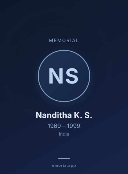 Memorial portrait of Nanditha K. S.