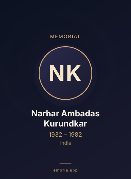 Memorial portrait of Narhar Ambadas Kurundkar