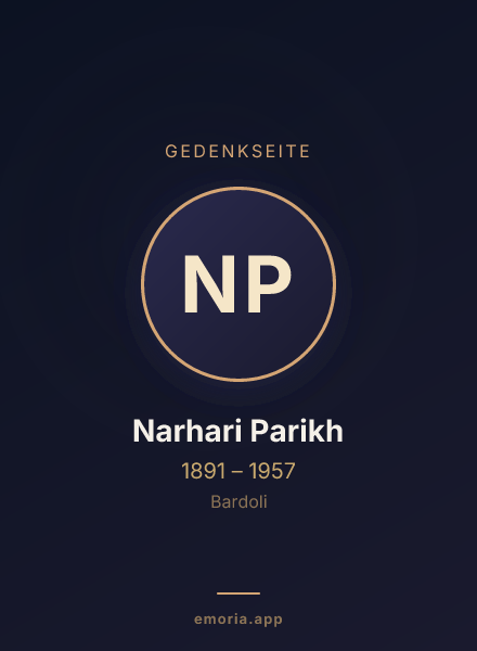 Gedenkportrait von Narhari Parikh