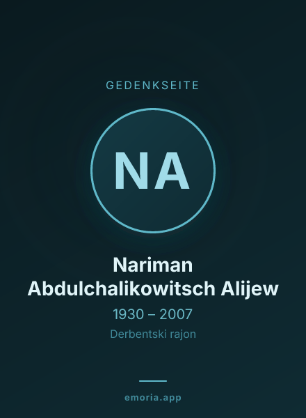 Gedenkportrait von Nariman Abdulchalikowitsch Alijew