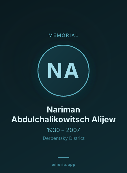Memorial portrait of Nariman Abdulchalikowitsch Alijew
