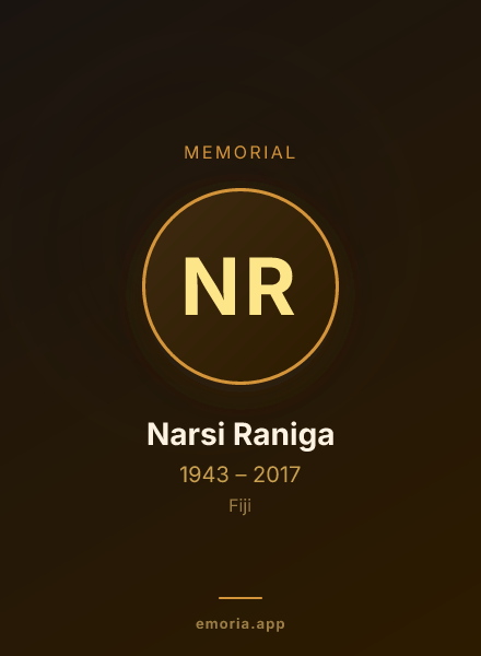 Memorial portrait of Narsi Raniga