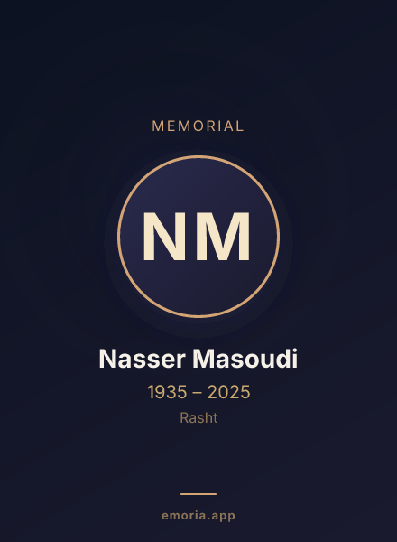 Memorial portrait of Nasser Masoudi