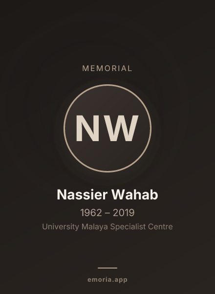 Memorial portrait of Nassier Wahab