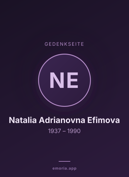 Gedenkportrait von Natalia Adrianovna Efimova