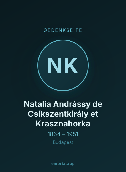 Gedenkportrait von Natalia Andrássy de Csíkszentkirály et Krasznahorka