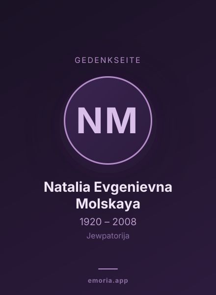 Gedenkportrait von Natalia Evgenievna Molskaya