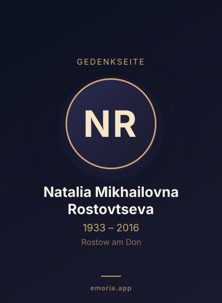 Gedenkportrait von Natalia Mikhailovna Rostovtseva
