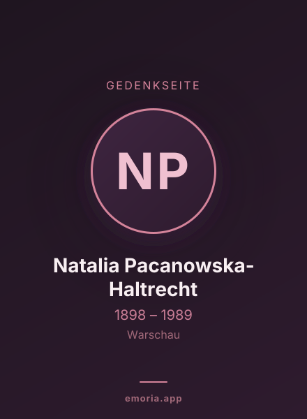 Gedenkportrait von Natalia Pacanowska-Haltrecht