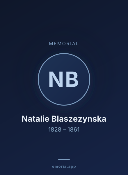 Memorial portrait of Natalie Blaszezynska