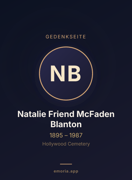 Gedenkportrait von Natalie Friend McFaden Blanton