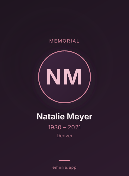 Memorial portrait of Natalie Meyer