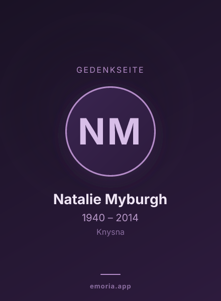 Gedenkportrait von Natalie Myburgh