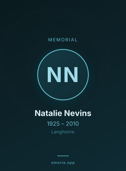 Memorial portrait of Natalie Nevins