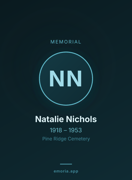 Memorial portrait of Natalie Nichols